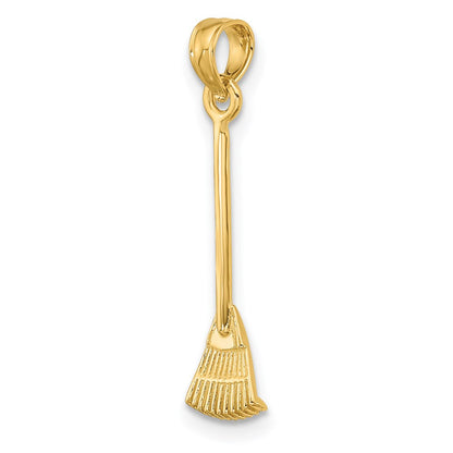 14K Gelbgold 3-d Blatt Rake Garden Tool Charm
