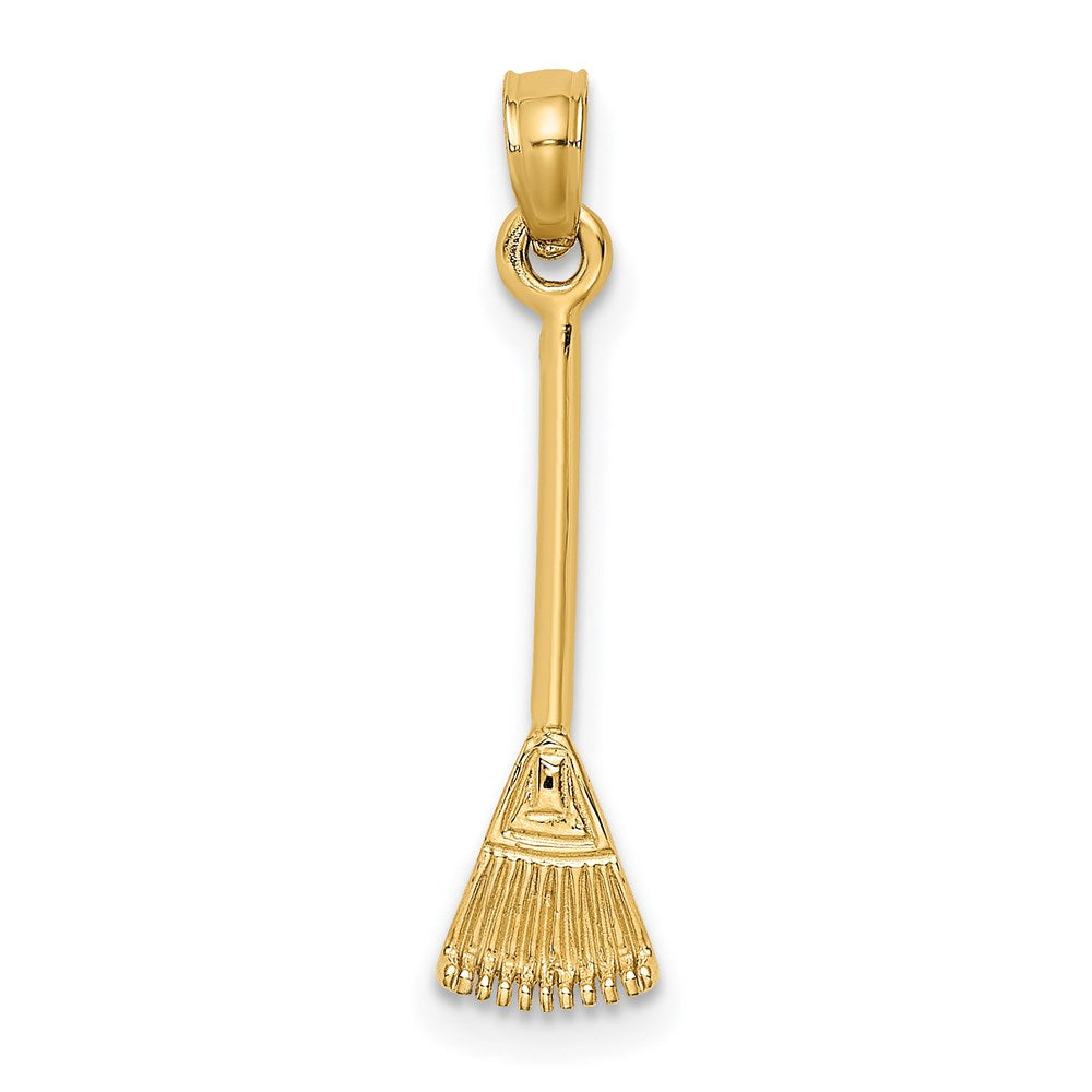 14K Gelbgold 3-d Blatt Rake Garden Tool Charm