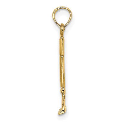 14K Gelbgold 3-d Landscape Rake Garden Tool Charm
