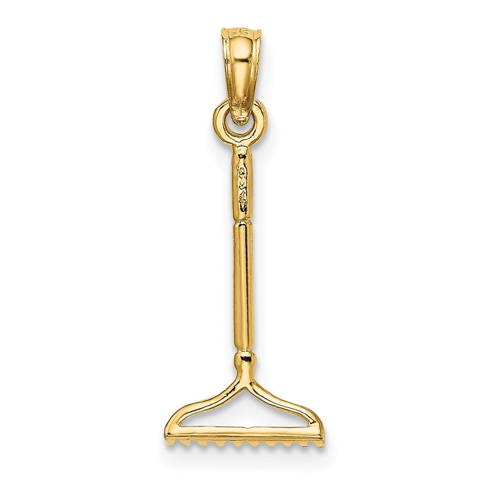14K Gelbgold 3-d Landscape Rake Garden Tool Charm