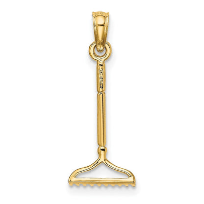 14K Gelbgold 3-d Landscape Rake Garden Tool Charm