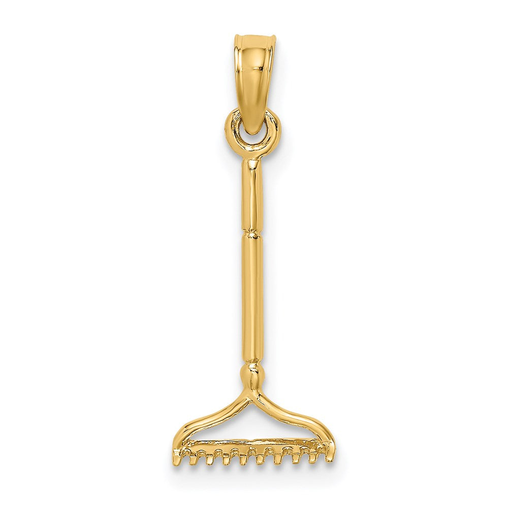 14K Gelbgold 3-d Landscape Rake Garden Tool Charm