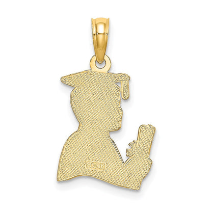 14K Gelbgold Poliert Male Abschluss Profile Charm