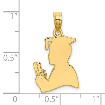 14K Gelbgold Poliert Male Abschluss Profile Charm