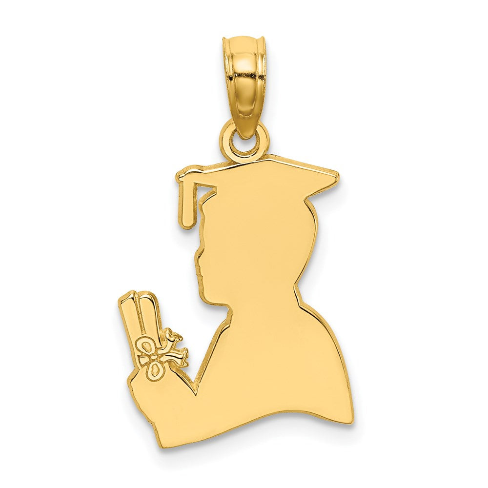14K Gelbgold Poliert Male Abschluss Profile Charm