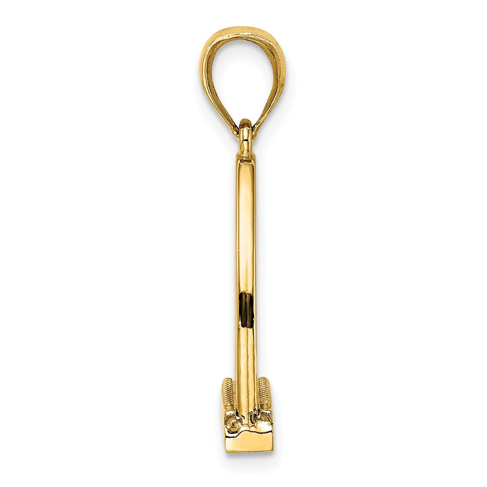 14K Gelbgold 3-D und polierter großer Steigbügel-Charm