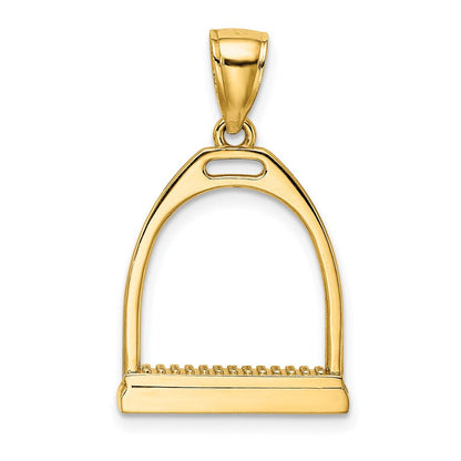 14K Gelbgold 3-D und polierter großer Steigbügel-Charm