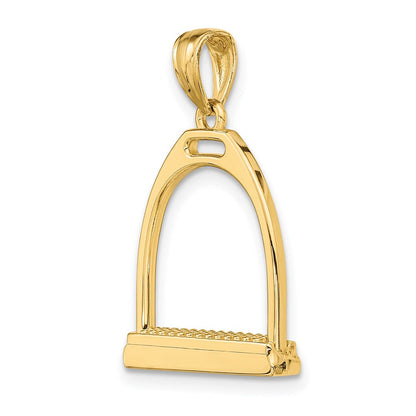 14K Gelbgold 3-D und polierter großer Steigbügel-Charm