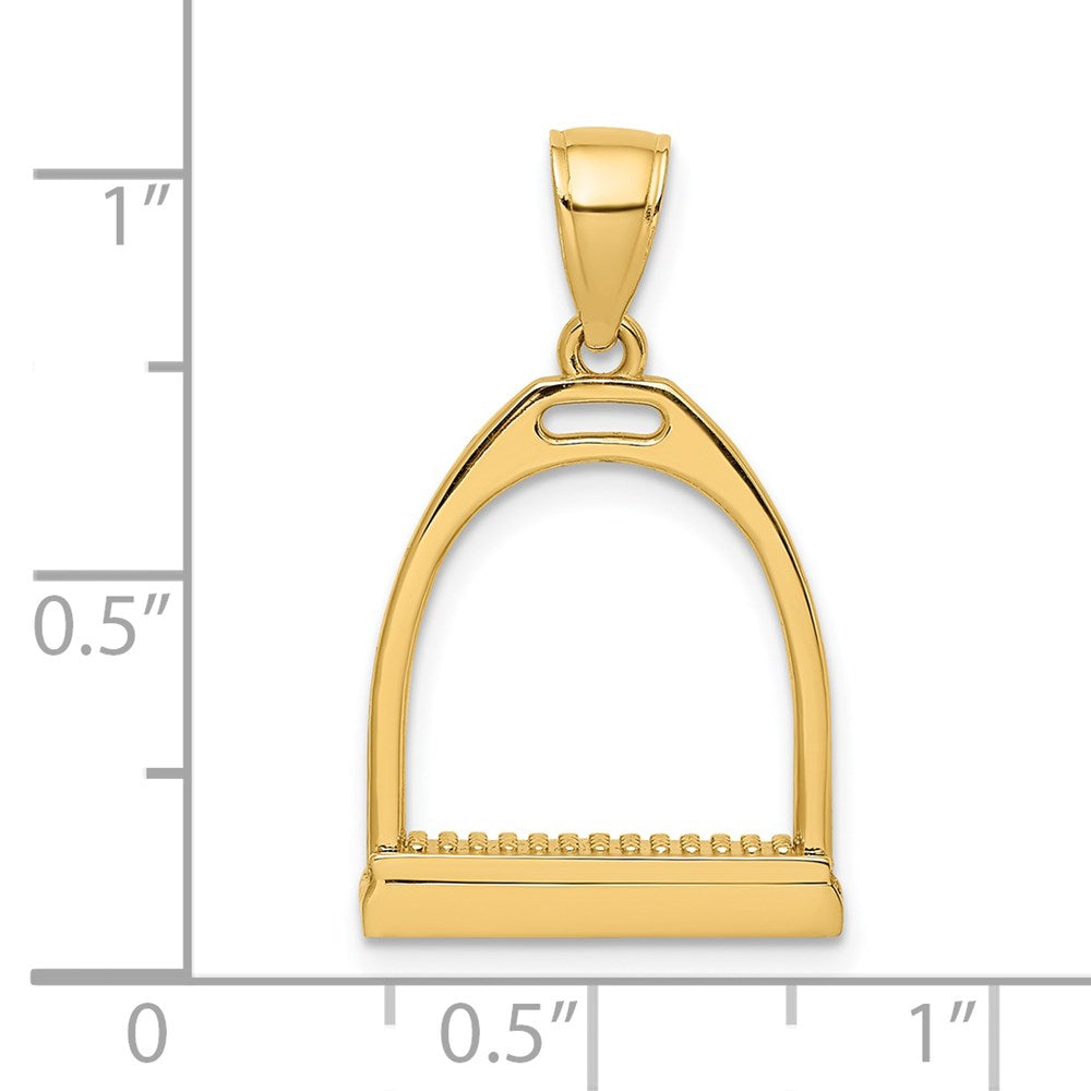 14K Gelbgold 3-D und polierter großer Steigbügel-Charm