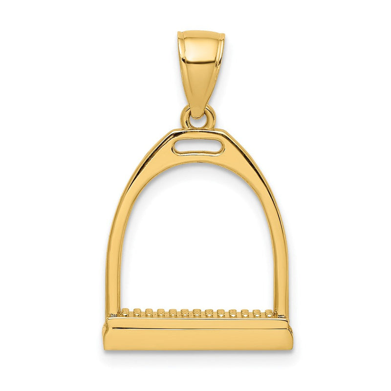 14K Gelbgold 3-D und polierter großer Steigbügel-Charm
