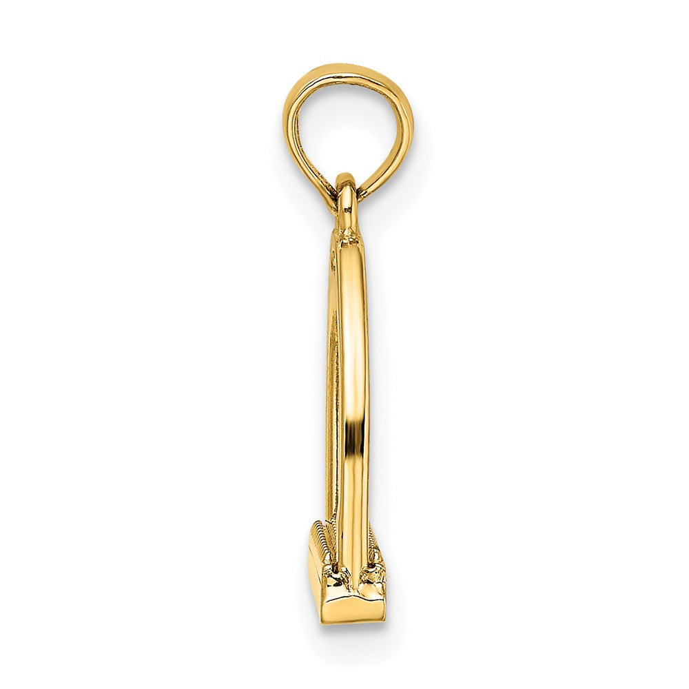 14K Gelbgold 3-d Poliert Klein Pferd Stirrup Charm
