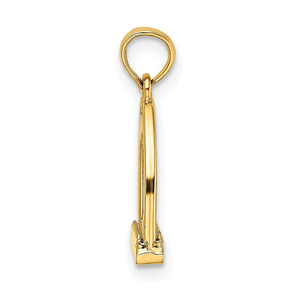 14K Gelbgold 3-d Poliert Klein Pferd Stirrup Charm