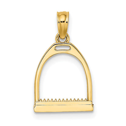 14K Gelbgold 3-d Poliert Klein Pferd Stirrup Charm