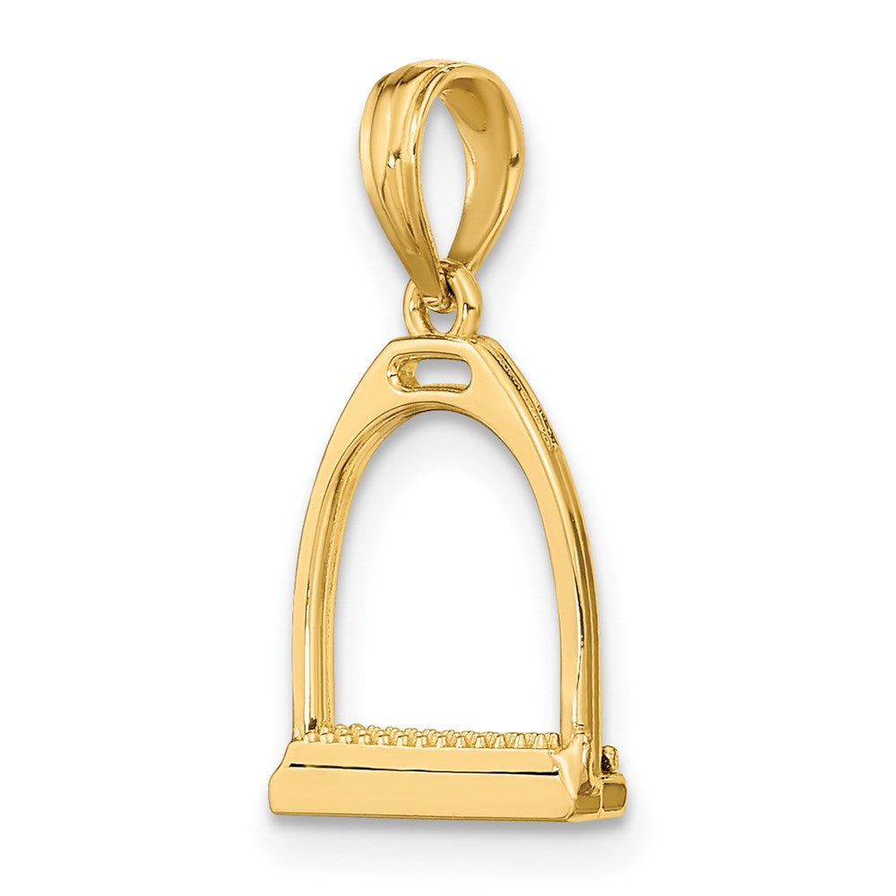 14K Gelbgold 3-d Poliert Klein Pferd Stirrup Charm