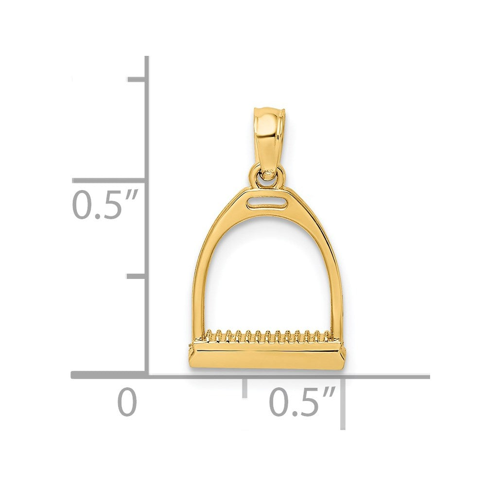 14K Gelbgold 3-d Poliert Klein Pferd Stirrup Charm