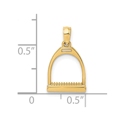 14K Gelbgold 3-d Poliert Klein Pferd Stirrup Charm