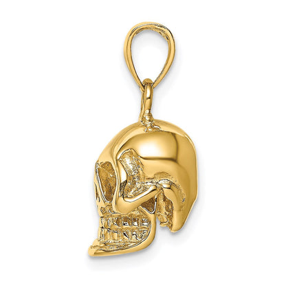 14K Gelbgold 3-D poliert Totenkopf-Anhänger