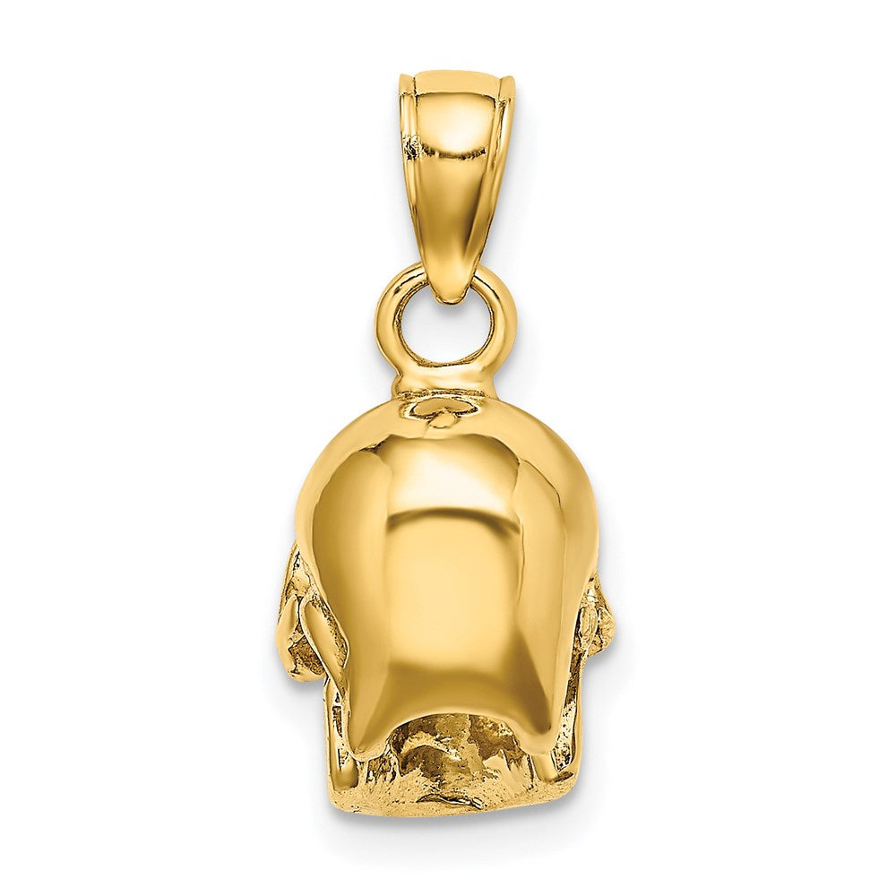 14K Gelbgold 3-D poliert Totenkopf-Anhänger