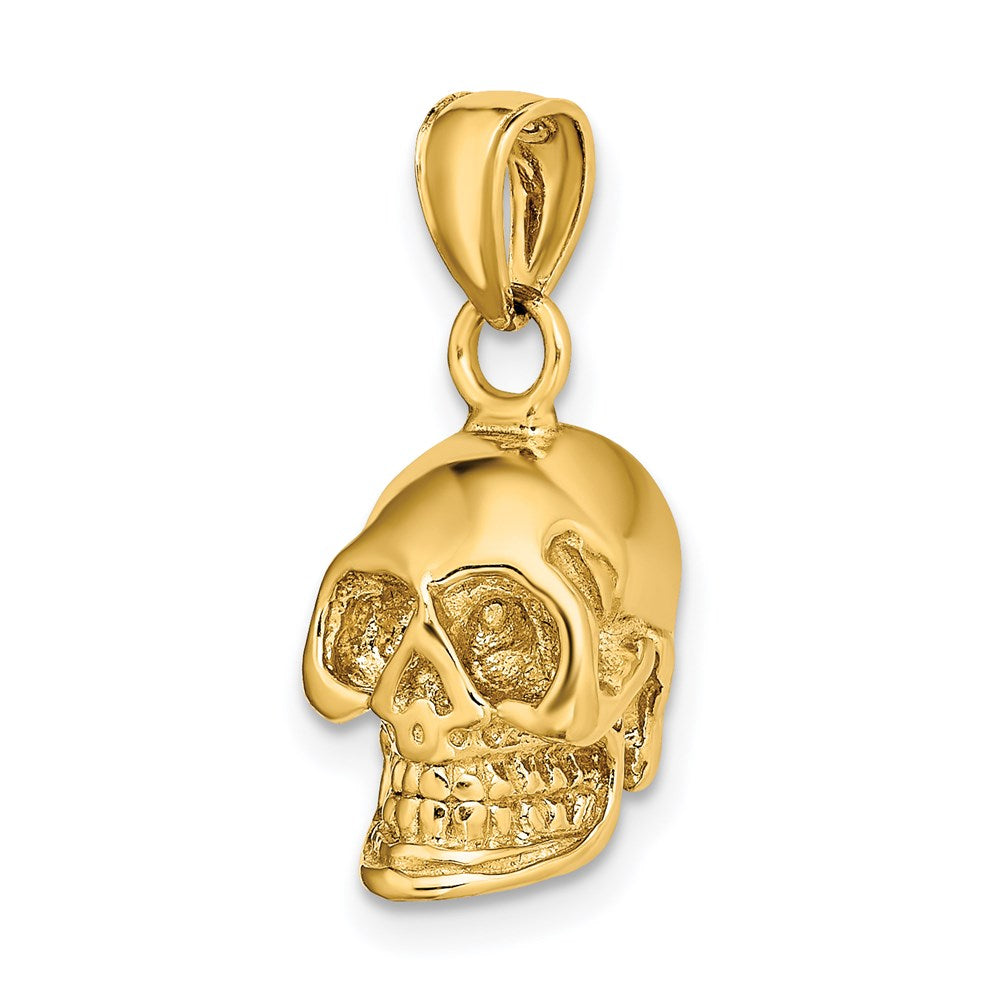 14K Gelbgold 3-D poliert Totenkopf-Anhänger
