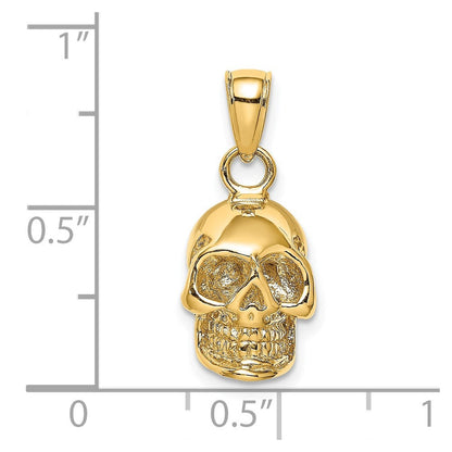 14K Gelbgold 3-D poliert Totenkopf-Anhänger