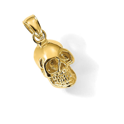 14K Gelbgold 3-D poliert Totenkopf-Anhänger