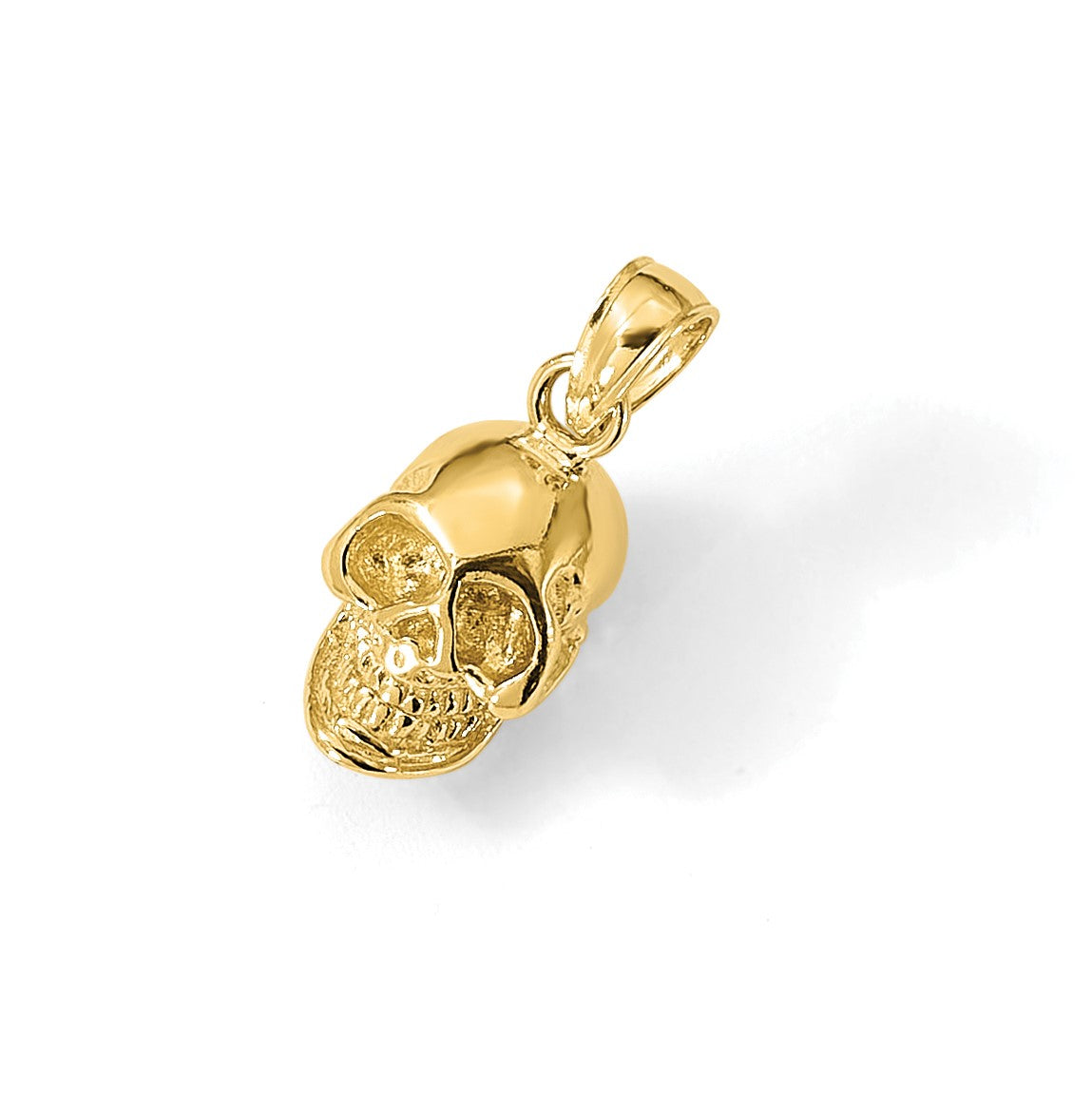 14K Gelbgold 3-D poliert Totenkopf-Anhänger