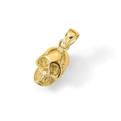 14K Gelbgold 3-D poliert Totenkopf-Anhänger