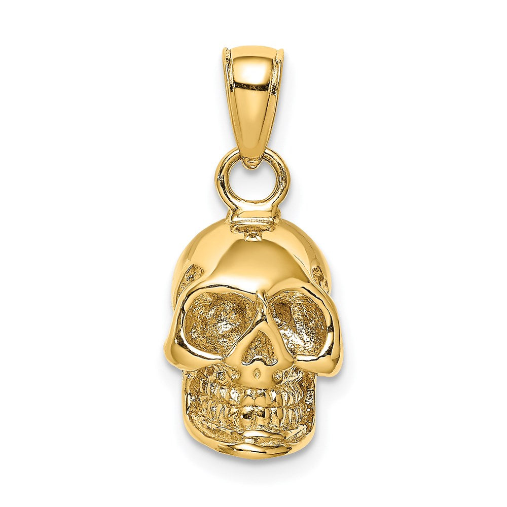 14K Gelbgold 3-D poliert Totenkopf-Anhänger