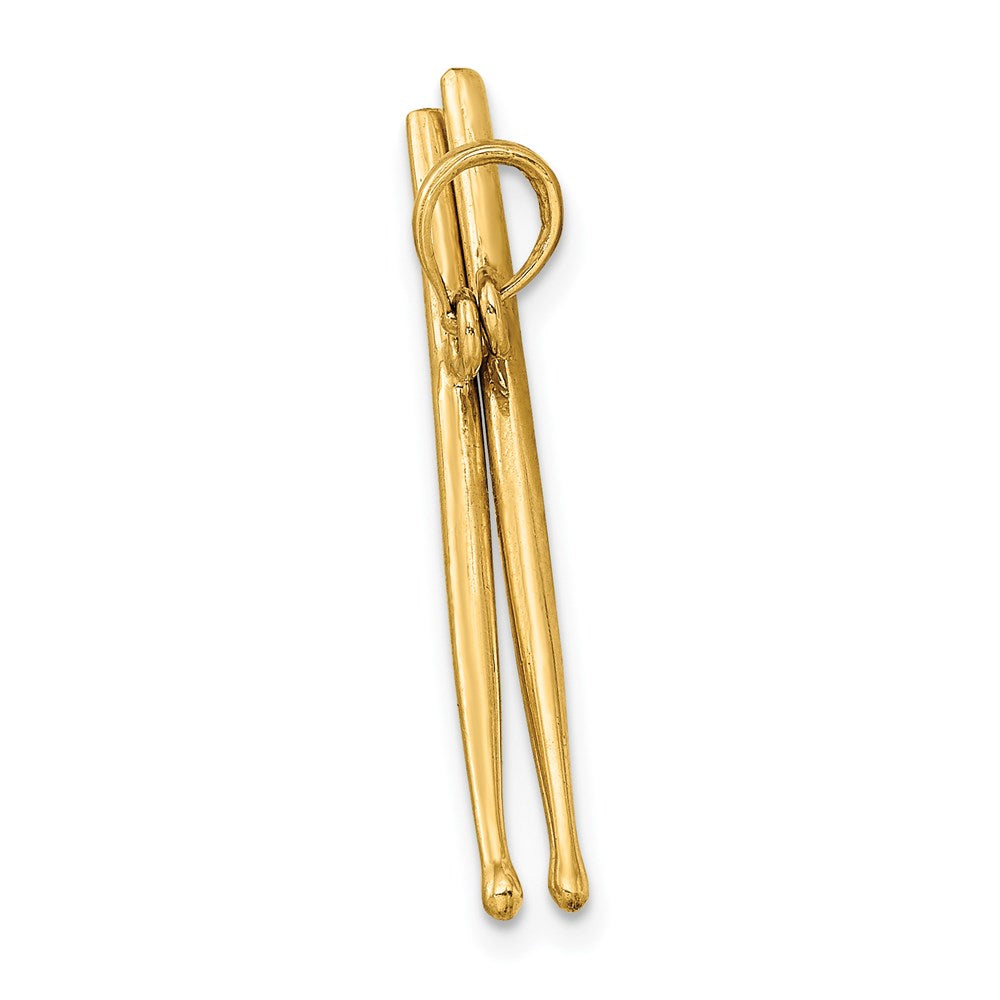 14K Gelbgold 3-D beweglicher Trommelstöcke-Charm