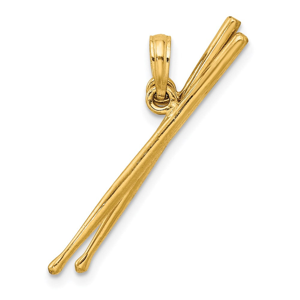 14K Gelbgold 3-D beweglicher Trommelstöcke-Charm