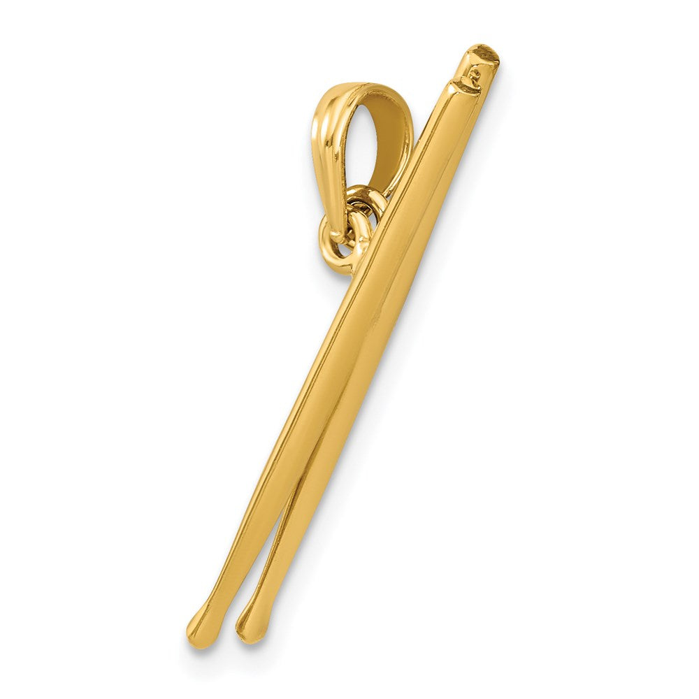14K Gelbgold 3-D beweglicher Trommelstöcke-Charm