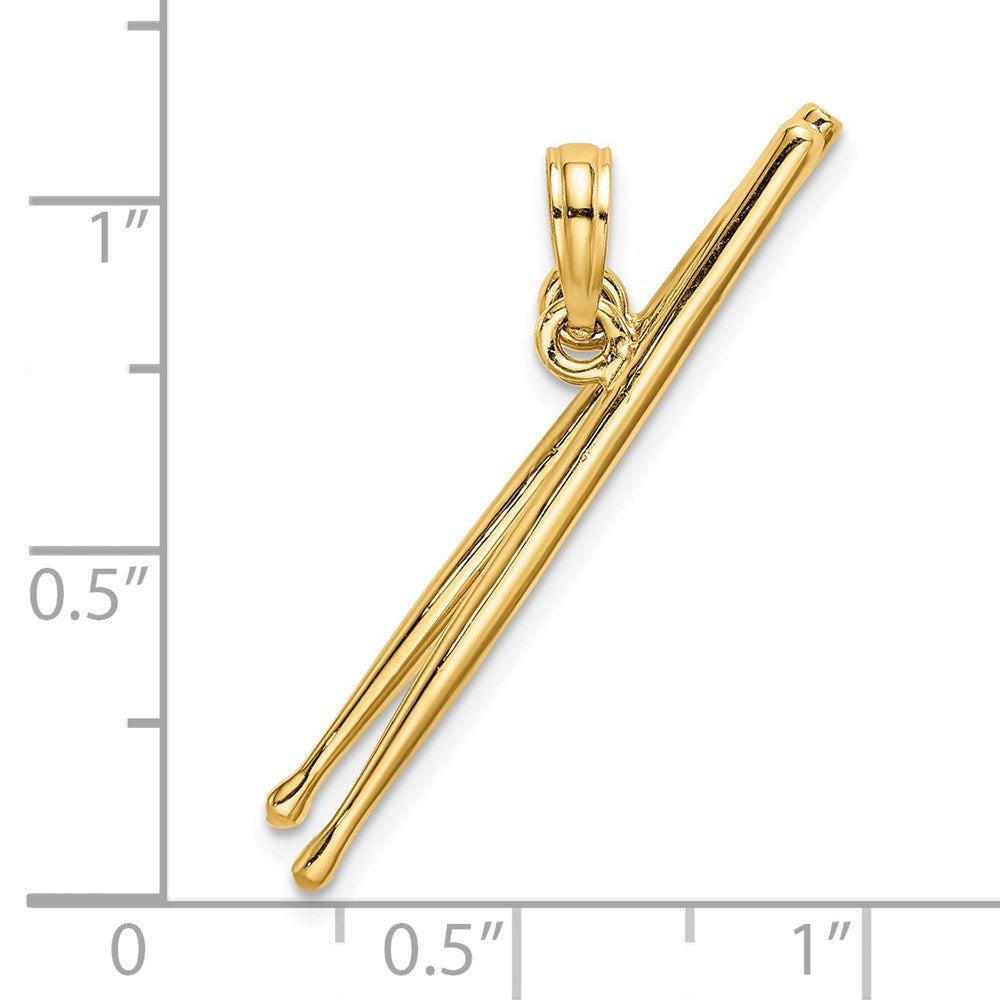 14K Gelbgold 3-D beweglicher Trommelstöcke-Charm