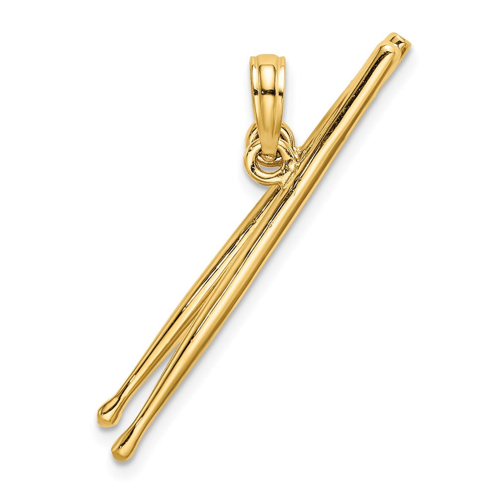 14K Gelbgold 3-D beweglicher Trommelstöcke-Charm