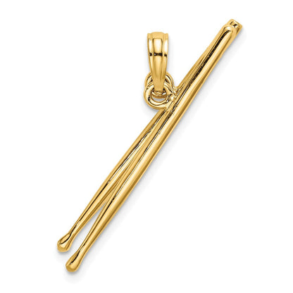 14K Gelbgold 3-D beweglicher Trommelstöcke-Charm