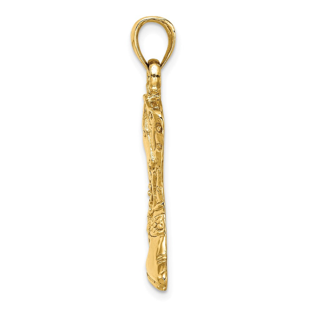 14K Gelbgold Cowboystiefel-Anhänger mit Sporn