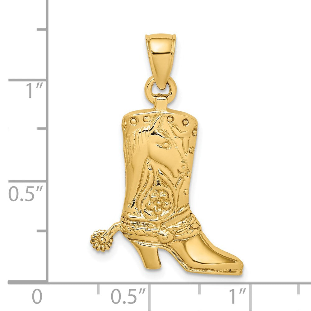 14K Gelbgold Cowboystiefel-Anhänger mit Sporn