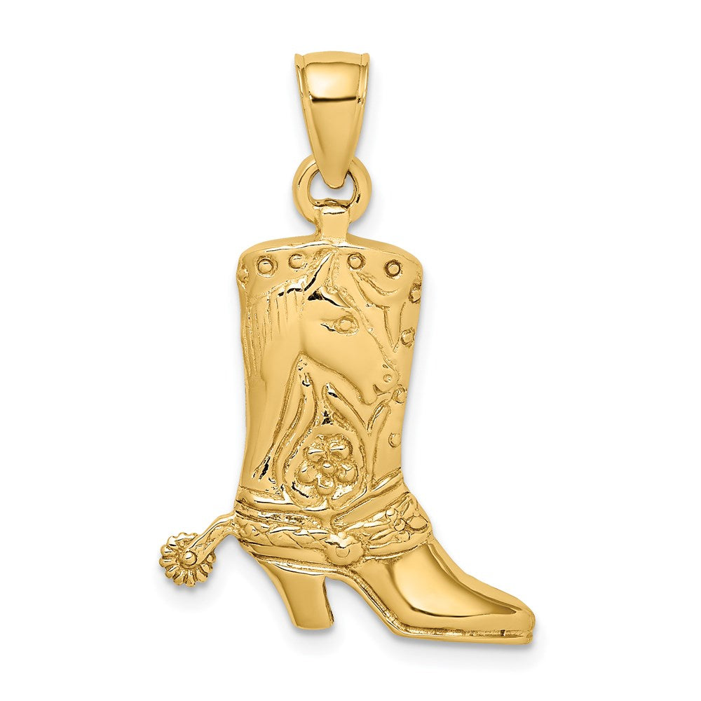 14K Gelbgold Cowboystiefel-Anhänger mit Sporn