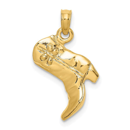 14K Gelbgold 3-D Cowboystiefel-Charm