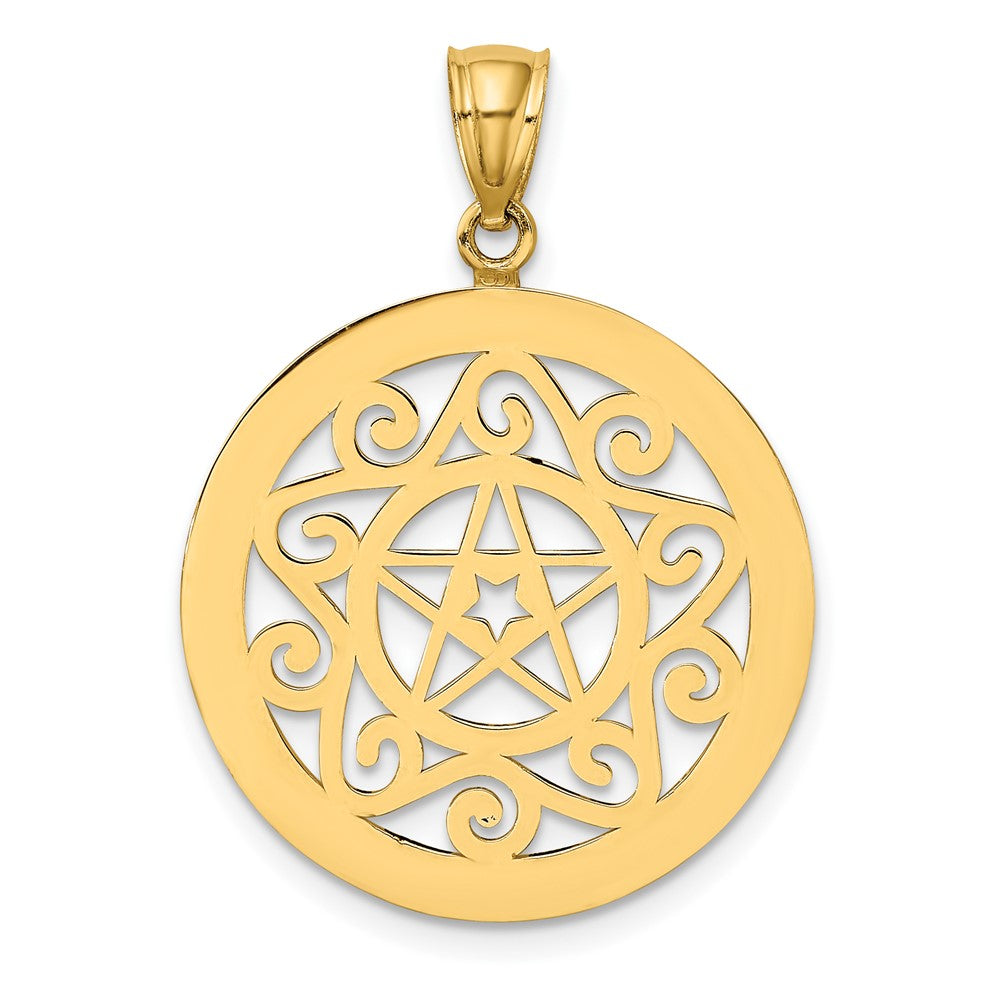 14K Gelbgold Charm „Stammes-Stern im runden Rahmen“