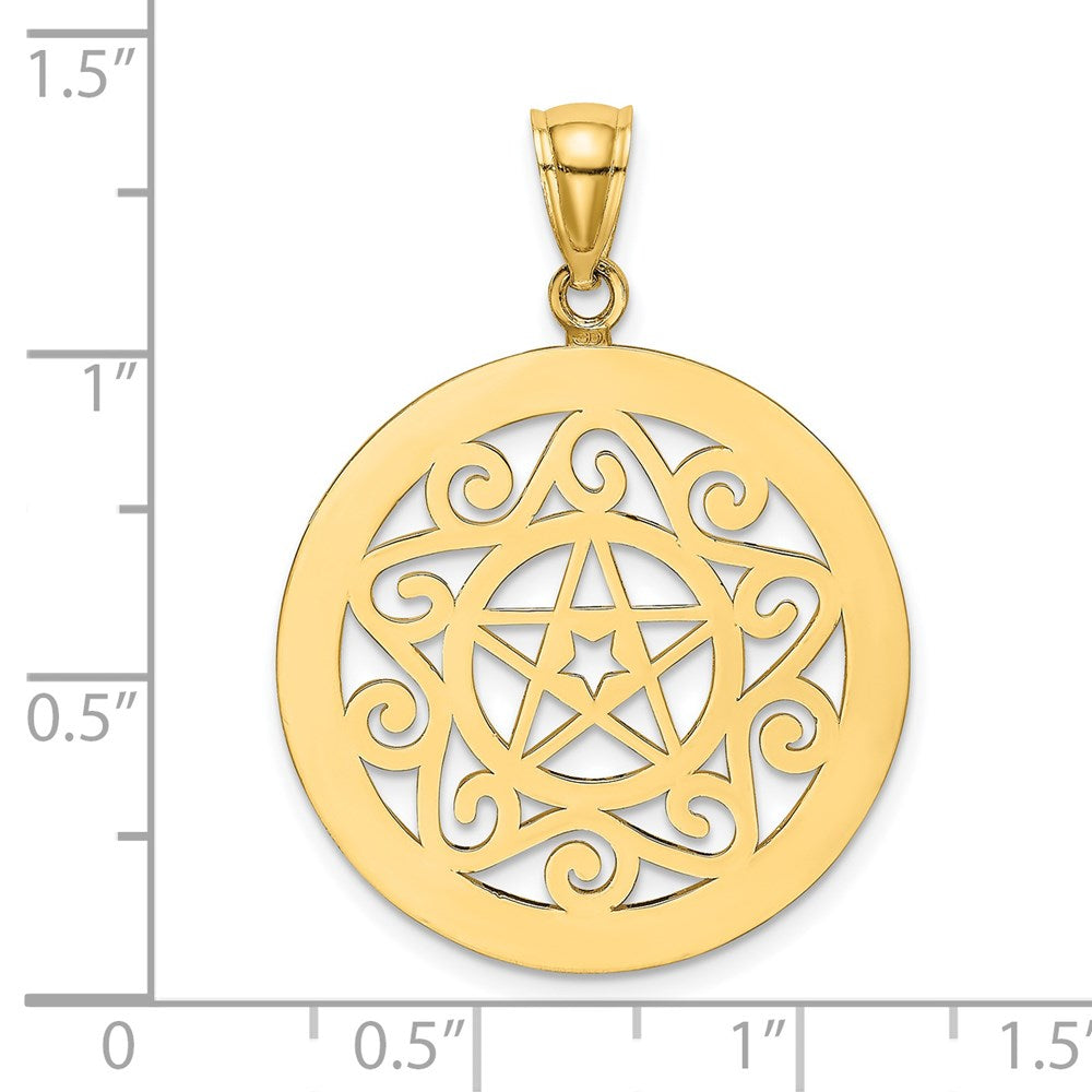 14K Gelbgold Charm „Stammes-Stern im runden Rahmen“