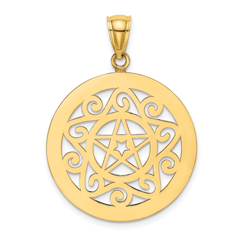 14K Gelbgold Charm „Stammes-Stern im runden Rahmen“