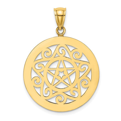 14K Gelbgold Charm „Stammes-Stern im runden Rahmen“