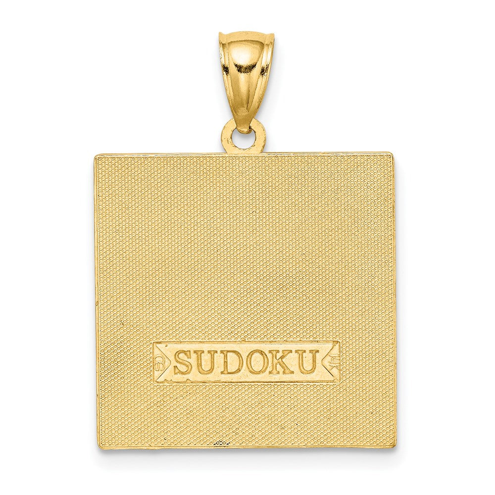 14K Gelbgold Polierter Antiker Sudoku-Spielbrett-Charm