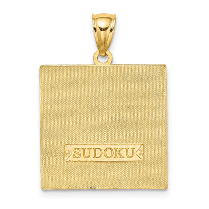 14K Gelbgold Polierter Antiker Sudoku-Spielbrett-Charm