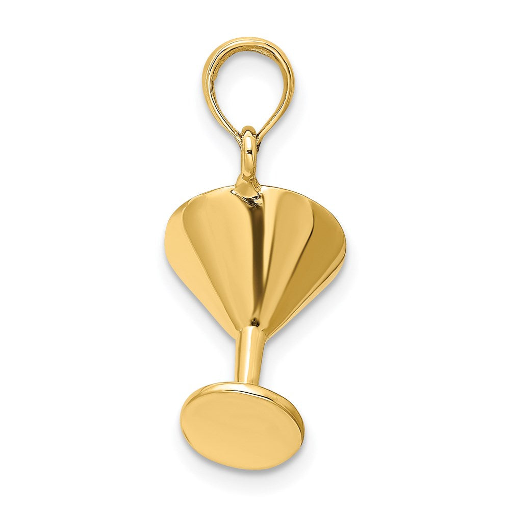 14K Gelbgold Poliert 3-D Martini-Glas Charm