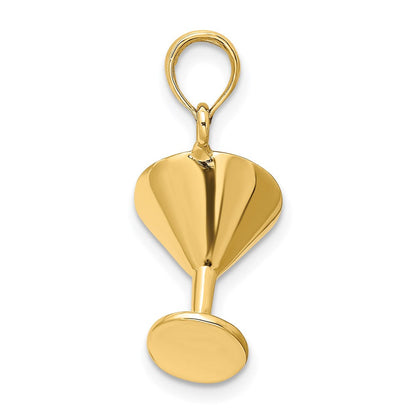 14K Gelbgold Poliert 3-D Martini-Glas Charm