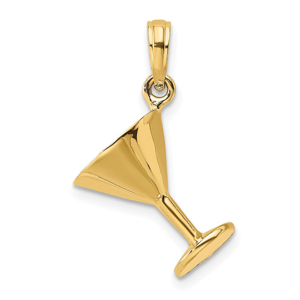 14K Gelbgold Poliert 3-D Martini-Glas Charm
