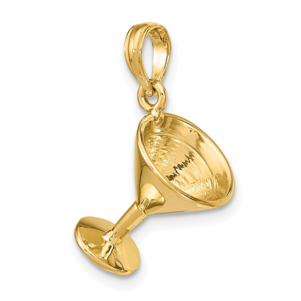 14K Gelbgold Poliert 3-D Martini-Glas Charm
