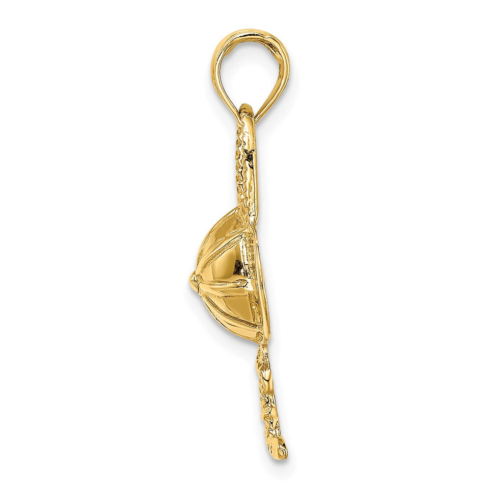 14K Gelbgold 2-D Jockeyhelm-und-Reitgerte-Charm