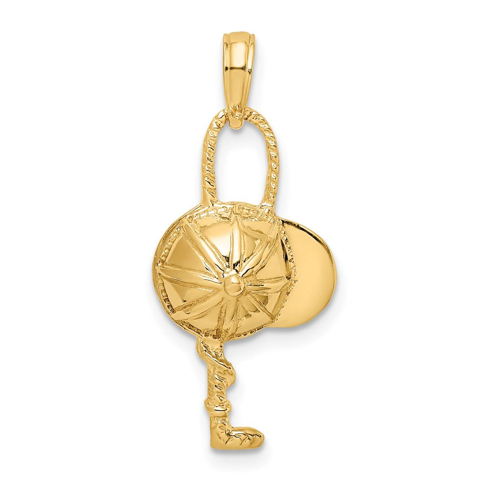 14K Gelbgold 2-D Jockeyhelm-und-Reitgerte-Charm